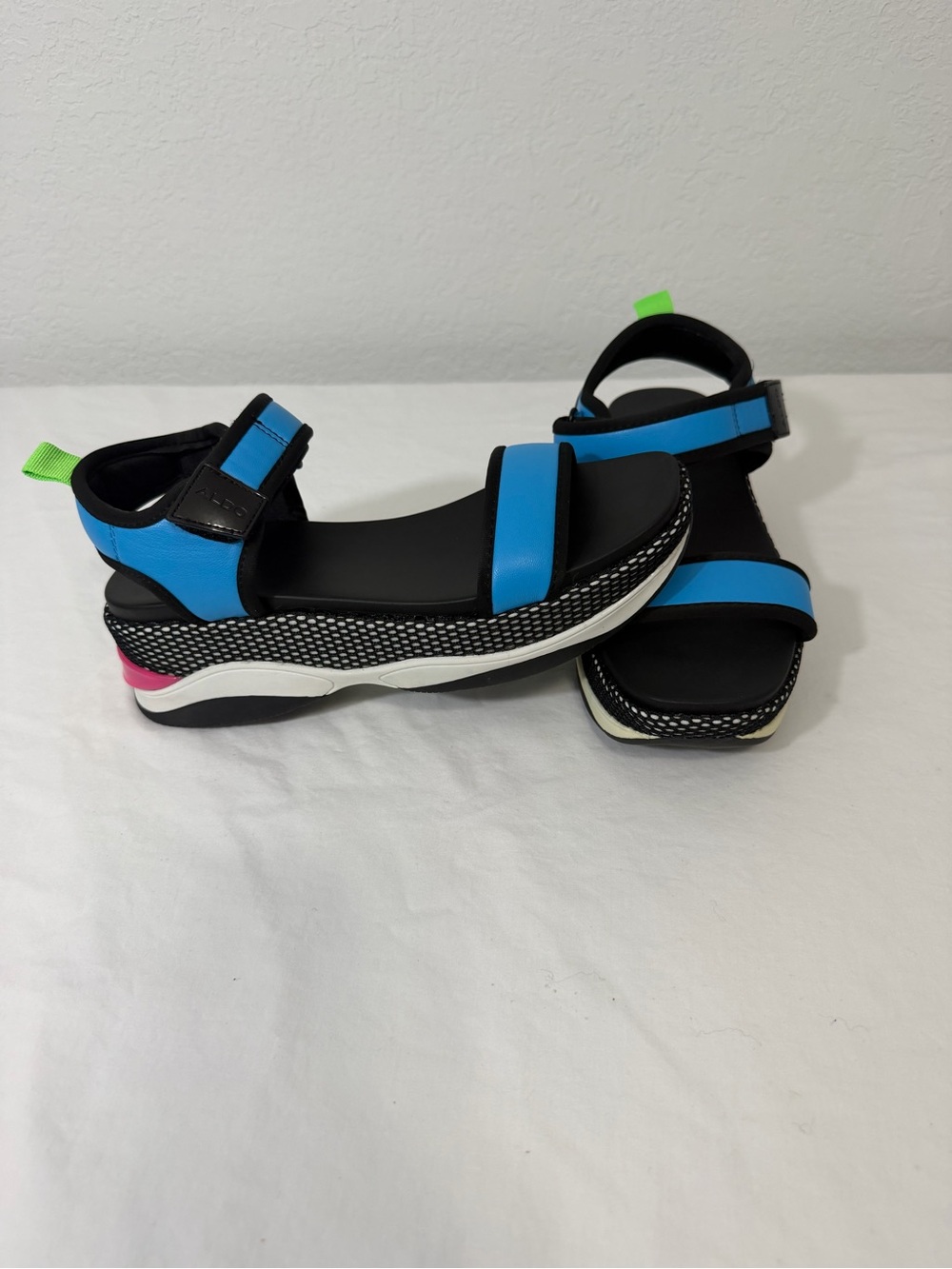 Aldo Blue and Black Platform Sport Sandals